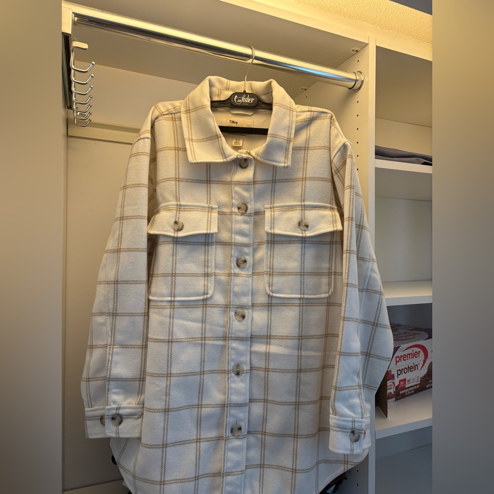 Women's Beige Checkered Utility Jacket